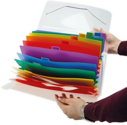 TimeTEX Fächermappe A4-Plus, transparent farbig - mit 13 Fächern und stabilen Spanngummis - 10683