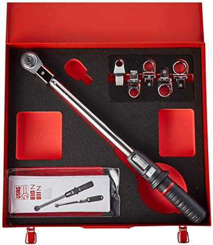 USAG U08112006 Assortimento con Chiave dinamometrica (200 NM) ed innesti, Rosso