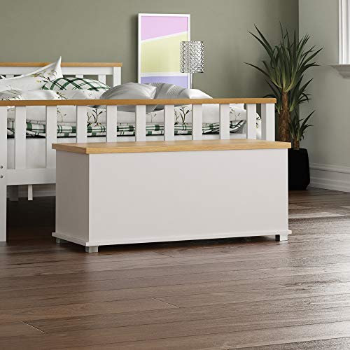 Vida Designs Arlington - Otomana de Almacenamiento, baúl de Madera con Tapa, Asiento, Taburete, Banco de Ventana, Mantas, Ropa de Cama, Caja de Juguetes, reposapiés, Color Blanco
