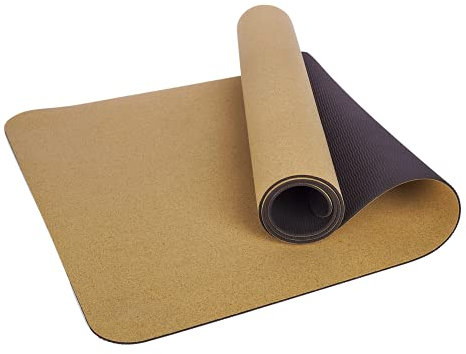 Yogamatte aus Kork und Naturkautschuk nachhaltig - 183cm x 61cm x 5mm - Rutschfest - Breit - Geruchsneutral - Fitness, Gym, Übung, Sport, Schweißabsorbierend