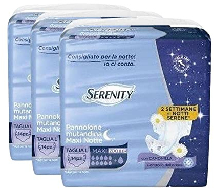 SERENITY PANNOLONE MUTANDINA MAXINOTTE CON CAMOMILLA TAGLIA L 14 PEZZI (Taglia L | 3 confezioni)