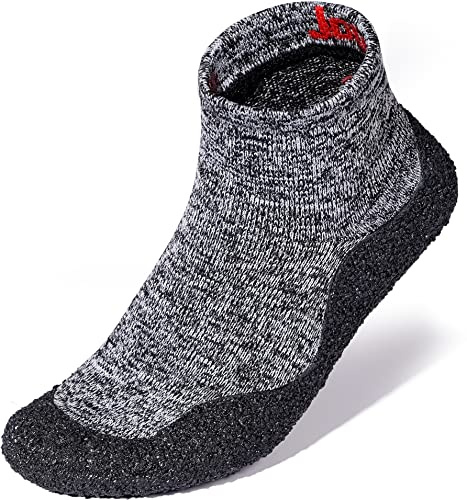 Joomra Slipper for Women with Grippers Shoes Men Outdoor Hiking Barefoot House Size 4 Driving Trekking Travel Running Indoor Hospital Wear Walking Grey Pilates Sailing Yoga Sneakers