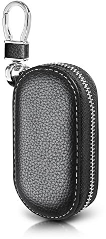Frotox Schlüsseletui, Schlüsseltasche Auto Schlüsselanhänger PU Leder Tragbares Autoschlüssel Tasche mit Reißverschluss für Damen Herren (Schwarz)