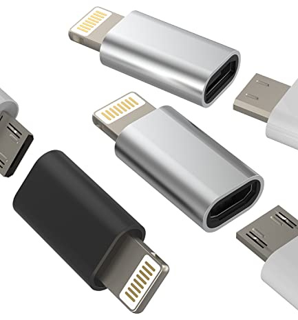 Micro USB Mutter auf Lightning Männlich Adapter Stecker(3pack)Android to Iphone Klinke Ladekabel Set Charger Kabel Netzteil Ladegerät Zubehör für 14 13 12 11 Pro Max Mini 7 8 Plus X Xs Xr Se Ipad