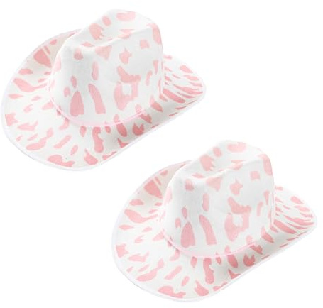 Cowboyhut mit Kuh-Motiv, Pink – perfekt für Halloween oder Y2K-Kostüme – 1 Stück