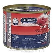 DR.CLAUDER'S - Selected Meat Prebiotic | Nassfutter in Lebensmittelqualität mit Inulin für eine gesunde Darmflora bei ausgewachsenen Hunden. Alleinfutter in der Dose | 200g Rind