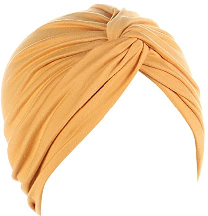 Bonnet Turban en Coton pour Femme - Couvre-chef Multifonctionnel - Turban Indien - Bandeau pour la Tête - Écharpe Musulmane pour la Perte de Cheveux - Alopécie - Excursion - Vacances 2023, jaune