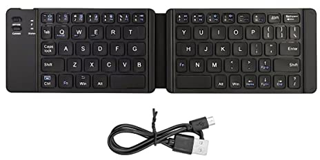 ANCLLO Mini Clavier sans Fil Pliable Bluetooth 3.0 Ultra Mince Rechargeable Compatible avec iOS Android Windows Smartphone Tablette Ordinateur Portable