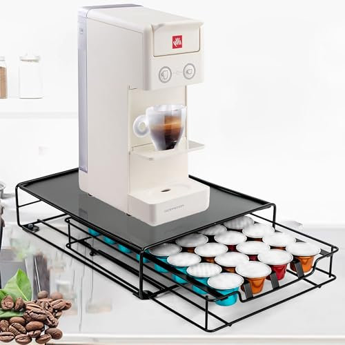 Soporte para Cápsulas de Café - Cajón Organizador para Cápsulas, Dispensador con Soporte Máquina de Café para 40 Cápsulas de Nespresso