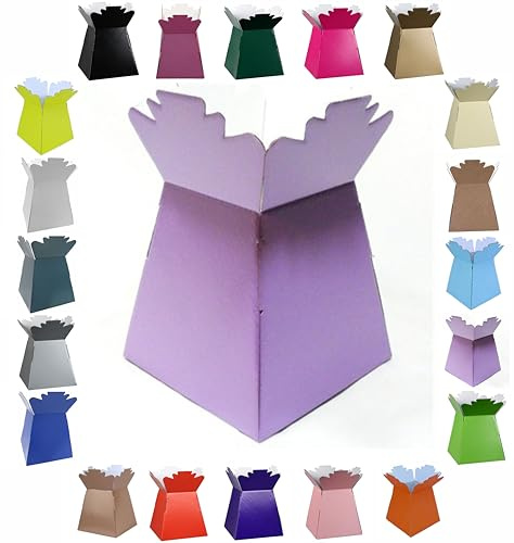 Glossy Vibrant Bouquet, Flower Box/Vase - Transportation Display, Presentation Boxes (2, Lilac)