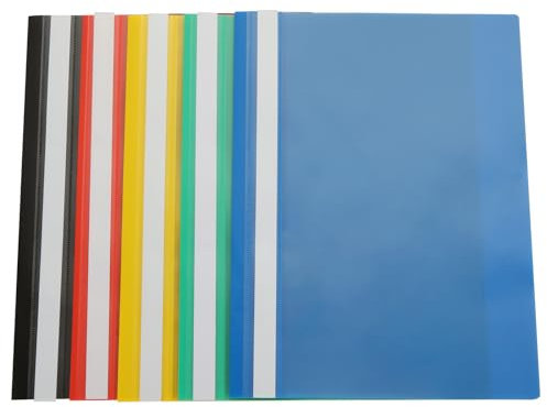 VIDETOL 60 Stück Schnellhefter A4 Plastik Stabil, 22,5 x 31 cm, 5 Farben Mappen für Schule, Büro und Hause