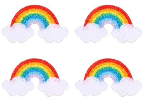 EXCEART 4 Stück Selbstklebende Regenbogen Patches 1.57X0.98 Zoll Polyester Aufnäher Für Kleidung Diy Zubehör Jeans Hemden Hüte Schuhe Rucksäcke