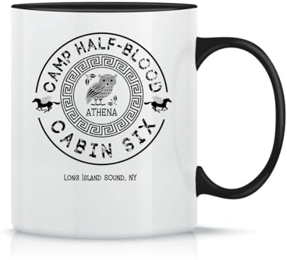 Moonai Cabin Six Athena Percy Jackson Camp Half Blood Klassische Keramik-Kaffeetasse Weiß Schwarz Rosa Magisch 330ml