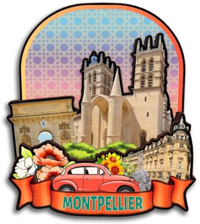 Montpellier Kühlschrankmagnet aus Holz, lustig, 3D, handgefertigt, Stadt, Reise, Souvenirs, Basteln, Kühlschrankaufkleber, Zuhause, Büro, Dekoration, Sammlung, Geschenk
