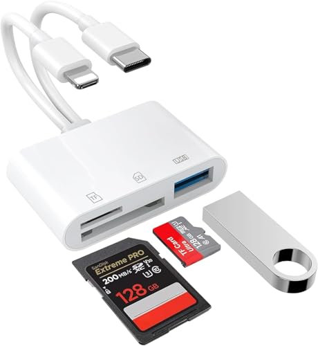 Oliveria 3-in-1 SD/TF Card Reader for iPhone 15/14, iPad, MacBook & Samsung, USB-C, 5Gbps, 2 Slots, Plug & Play
