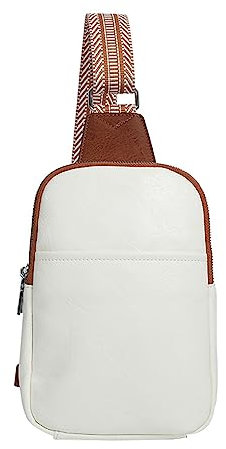 Satchel Artist Sling Bag für Damen, veganes Leder, Bauchtasche, Umhängetasche, Brusttasche für Damen, Herren, Kuriertasche mit Wasserflasche (Weiß, Einheitsgröße), weiß, One size