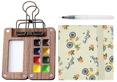 Xinhuju Aquarell-Reise-Set, kompaktes kleines Aquarell-Set, Aquarell-Malset, kleines Reise-Aquarell-Set, Taschen-Aquarell-Set für Outdoor, Zuhause, Schule