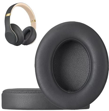 UOWGA Replacement Ear Pads for Beats Studio 2 & Studio 3 Wired & Wireless Headphones, Ear Pads Cushions，High-Density Noise Isolation Foam, Made Soft Protein Rubber Leather - Titanium