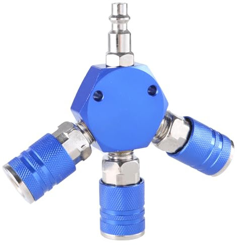 Répartiteur d'air à 3 voies avec 3 raccords industriels pour compresseur d'air, accessoires de tuyau, raccords rapides
