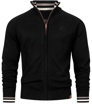 Indicode Herren INArutemia Fein-Strickjacke aus Baumwolle mit Stehkragen | Klassischer Cardigan für entspannte Casual-Looks, Feinstrickjacke, Herrenjacke, Freizeitjacke, Strickoberteil für Männer