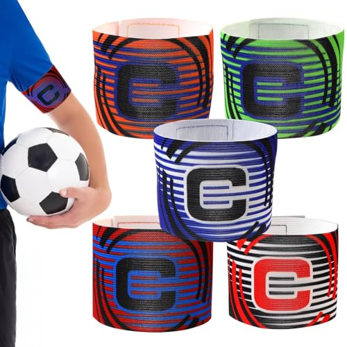 UNINGYI 5 Stück Kapitänsbinde Fussball, Verstellbare Kapitänsbinde Kinder Fussball, Spielführerbinde Elastic Kapitänsbinde Fussball für Erwachsene Junior Viele Sportarten