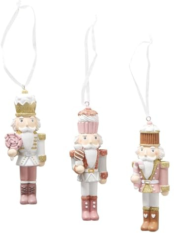 Arinosa Nussknacker Candy Shabby Pastell Rosa Weihnachtsdeko zum Hängen Set 4,5x3,5x12,3cm