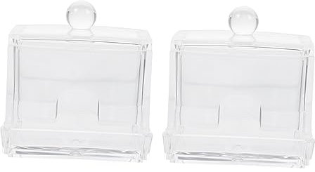 TINEASUR 2stücke Wattestäbchenbehälter Aus Wattestäbchenbox Mit Verschlussdeckel Aufbewahrungsbox Für Make-up-accessoires Transparent Geeignet Für Badezimmer Und Heimgebrauch