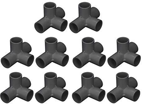 TOOLSGO 10 Pcs 20mm PVC Plastic Elbow Pipe Fittings Right Angle 4 Way Connectors for Water Supply Systems Furniture Greenhouse Frame Tent Connections (Black)