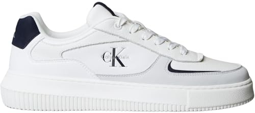 Calvin Klein Uomo Sneakers con Suola Preformata Chunky Low Suola Spessa, Bianco (Bright White/Navy/Grey), 47