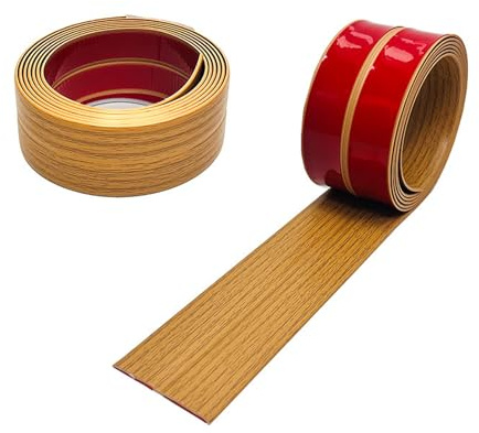 Listón de zócalo blando, 3 m de perfil angular de PVC de plástico autoadhesivo para cocina y baño, listón de cierre autoadhesivo, listón angular flexible, cinta de sellado de juntas (vener de madera