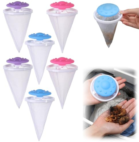 2025 Neu Tierhaarentferner Waschmaschine, 3PCS Floating Hair Filtering Mesh Removal, Filterbeutel Waschmaschine Haarentferner Reinigung Dekontamination Haarentferner Waschbälle für Wäsche (6PC)