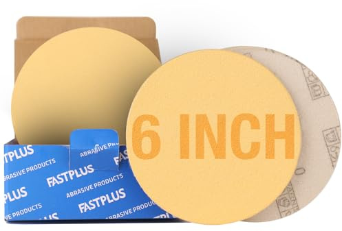 50x Gold Schleifscheiben 150mm Klett Ungelocht K400 Exzenterschleifer | Langlebiges Aluminiumoxid-Schleifpapier ohne Lochung Ideal für den extremen Grobschliff in der Auto- und Holzbearbeitung