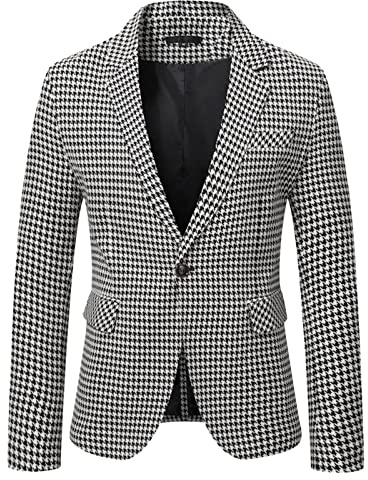 Blazer Uomo Estivo Elegante, Regular Fit Elegante Abito Slim Fit Giacche Vintage Plaid Giacca da Abito da Lavoro Formale Giacca da Abito Formale Trench Coat Business Giacche E Cappotti