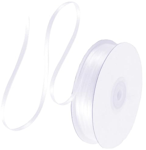 91 m Satinband Weiß, 3 mm Doppelseitig Schleifenband Geschenkband Dekoband Seidenband Doppelsatinband Satin Ribbon für Hochzeit Geburtstag Party Dekoration, Geschenkverpackung, Basteln