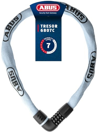 ABUS Kettenschloss Tresor 6807C, Länge 110 cm, blau | Fahrradschloss mit komfortablem Schließmechanismus, 7 mm Vierkantkette, 4-stelligem Zahlencode, Abtastschutz