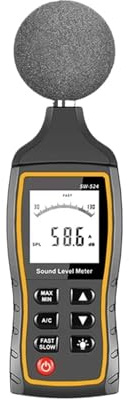SW 523 524 Fonometro da 30 a 130 Db Rilevatore Digitale Professionale Decibelmetro Misuratore di Livello Acustico Decibel (SW 524)