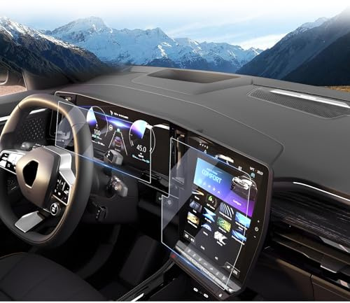 LUWU [Lot de 4] Compatible avec Renault Austral/Megane E-Tech/Espace 6 / Rafale 2022-2026 Protection d'Écran de Navigation 12 Pouces + Digital Cockpit 12,3 Pouces Film PET Nano 6H Anti-Rayures