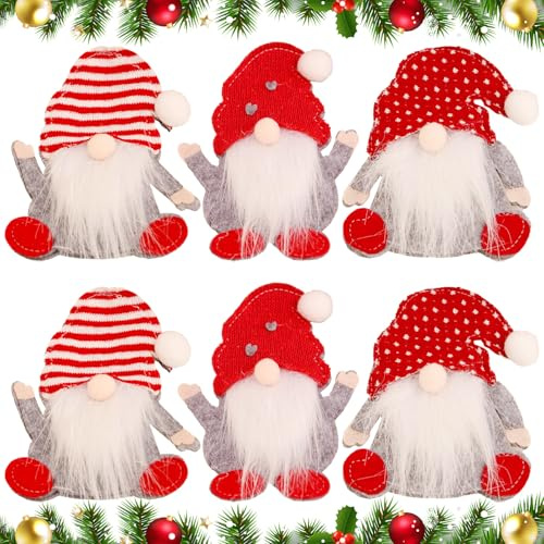 Finsink Weihnachten Bestecktaschen ,6er Set Weihnachtswichtel Gesichtslos Design Besteckhalter aus Filz, Waschbare Praktische Tischdeko für festliche Weihnachtsfeier,Weihnachts geschenke