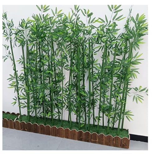 Künstliche Bambuspflanzen, Seiden-Kunstbaum mit Holzsockel für Garten, Sichtschutz, Innen- und Außenbereich, DIY-Dekoration
