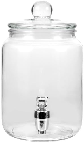 Gadpiparty Brocca per Cold Brew in Vetro con Rubinetto ABS Barattolo per Conservazione Vino da 4 Litri Contenitore per Bevande Fresche per Uso Interno ed Esterno
