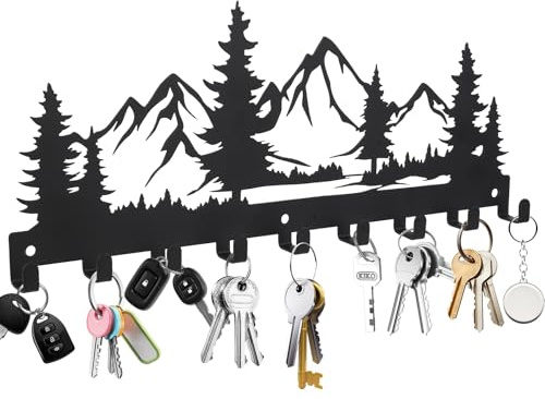 Black Key Holder For Wall With 9 Hooks, Key Hooks Wall Mounted, Key Rack | Key Hangerfor Home Hallway Kitchen Bedroom Bathroom Office Decorations