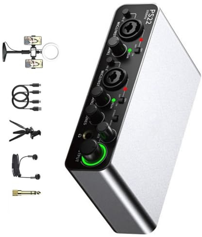 Zkydhbd Carte son USB portable 24 bits/192 kHz avec entrées XLR TRS pour microphones instruments et ordinateurs Plug and Play USB portable Rouge