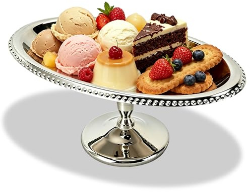 Cyrank Tazón de postre de acero inoxidable, taza de postre con patas, tazón para servir helado, forma ovalada para ensalada, refrigerio, fruta, pudín, fiesta de yogur (Estilo 2)
