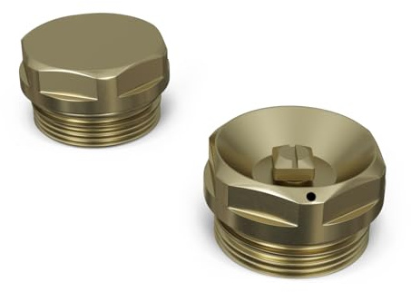 UK Radiators Brass Radiator Bleed Valve Blanking Plug - 1/2 Blanking Plug | Brushed Brass - 1 x Bleed Valve and 1 x Blanking Plug Included - Solid Brass, Easy Installation for Radiators