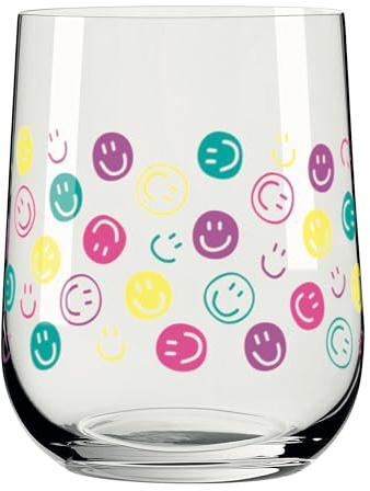 RITZENHOFF 8143002 Wasserglas 380 ml - Serie Feel Good - 1 Stück mit Smiley-Dekor - Made in Germany