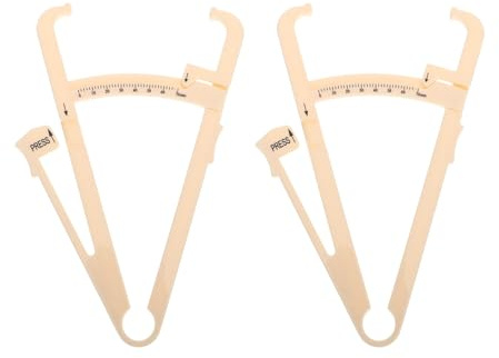 TOGEVAL 2pièces Pince Pli Cutané Mesureur de Graisse Corporelle Portable pour Hommes et Femmes Précision pour Évaluer la Graisse avec Échelle Couleur Beige