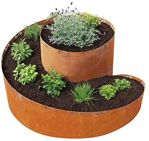 bellissa – Kräuterspirale Cortenstahl 130x140x80 cm - Kräuterschnecke 5-teiliger Bausatz - Hochbeet Pflanzring für Kräuter & Gemüse - Witterungsbeständig & langlebig -Perfekt für Garten & Terrasse