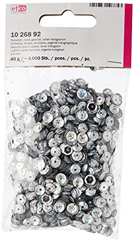 Efco rund-Pailletten, Silber Hologramm, 6 mm, 40 g, 4000-piece