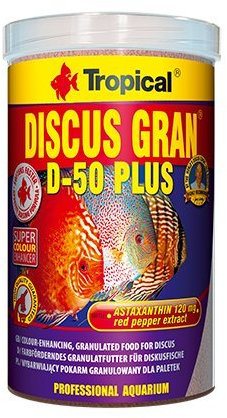 Tropical Discus Gran D-50 Plus 1000 ml/380 g farbverstärkendes sinkendes Granulat für Diskus.