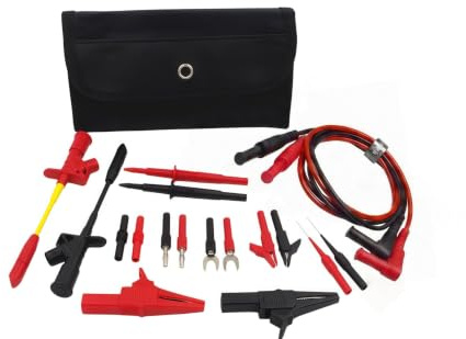 TestHelper TH-10-KIT Insulation 4mm Banana Test Lead Probe Clip Lantern Fork Tip Spring Crocodile Alligator Adaptor Multimeter Accessory Kit